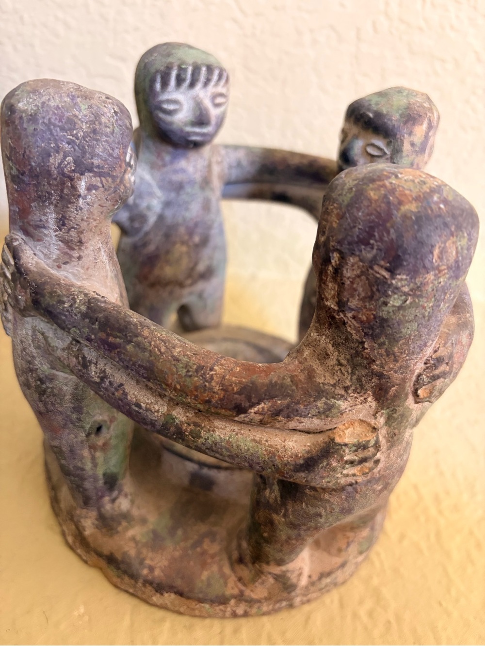 Green Patina Ceramic Circle of Friends Sculpture - Home Art